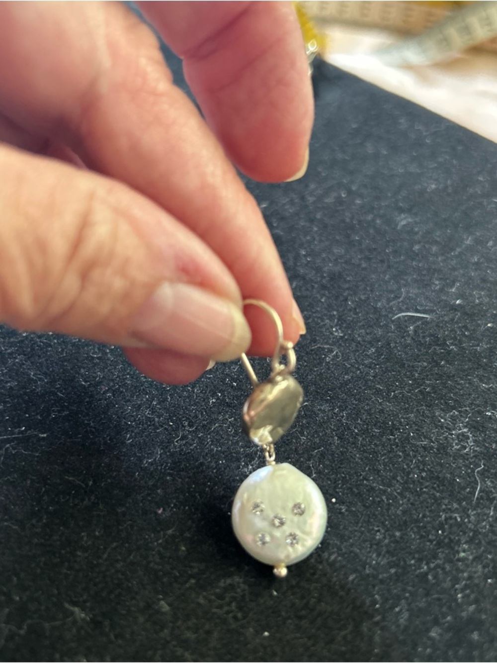 Silpada Sterling Silver Drop Earrings  Pearl Discs With Swarovski Crystal Rare - Picture 4 of 6